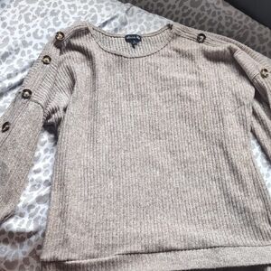 Chic Taupe Sweater with Button Accents